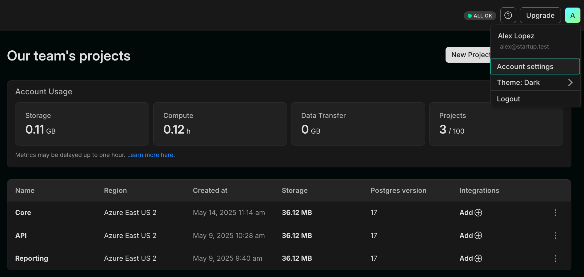 Open the profile menu and select Account settings.